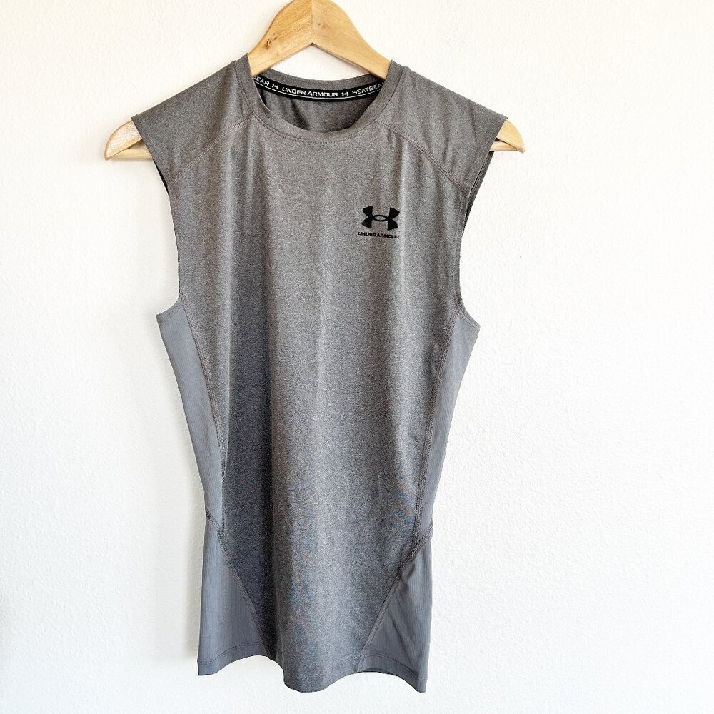 Under Armour Sleeveless Compression Shirt Mens M Gray HeatGear Tank Athletic